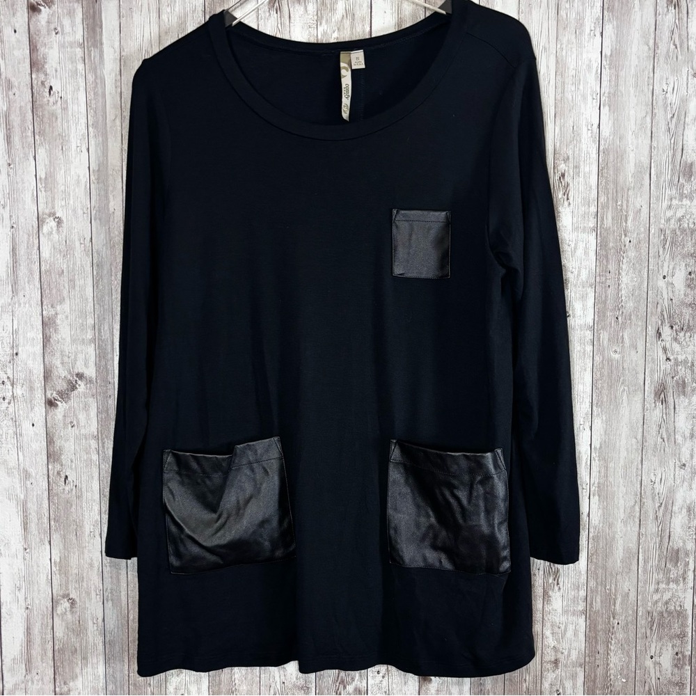 Comfy USA Black Modal Faux Leather Tunic